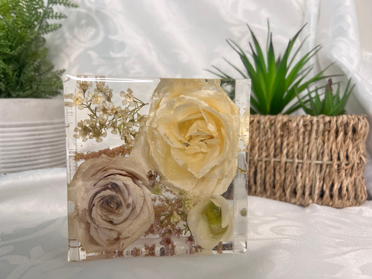 10cm Square Floral Block