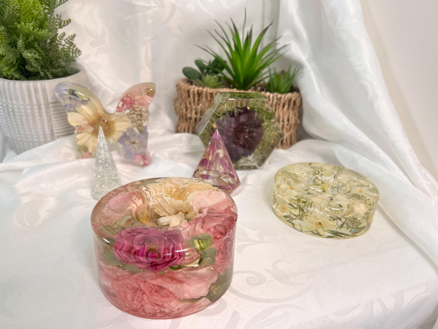 Resin Butterfly with Preserved Flowers, Memorial Keepsake