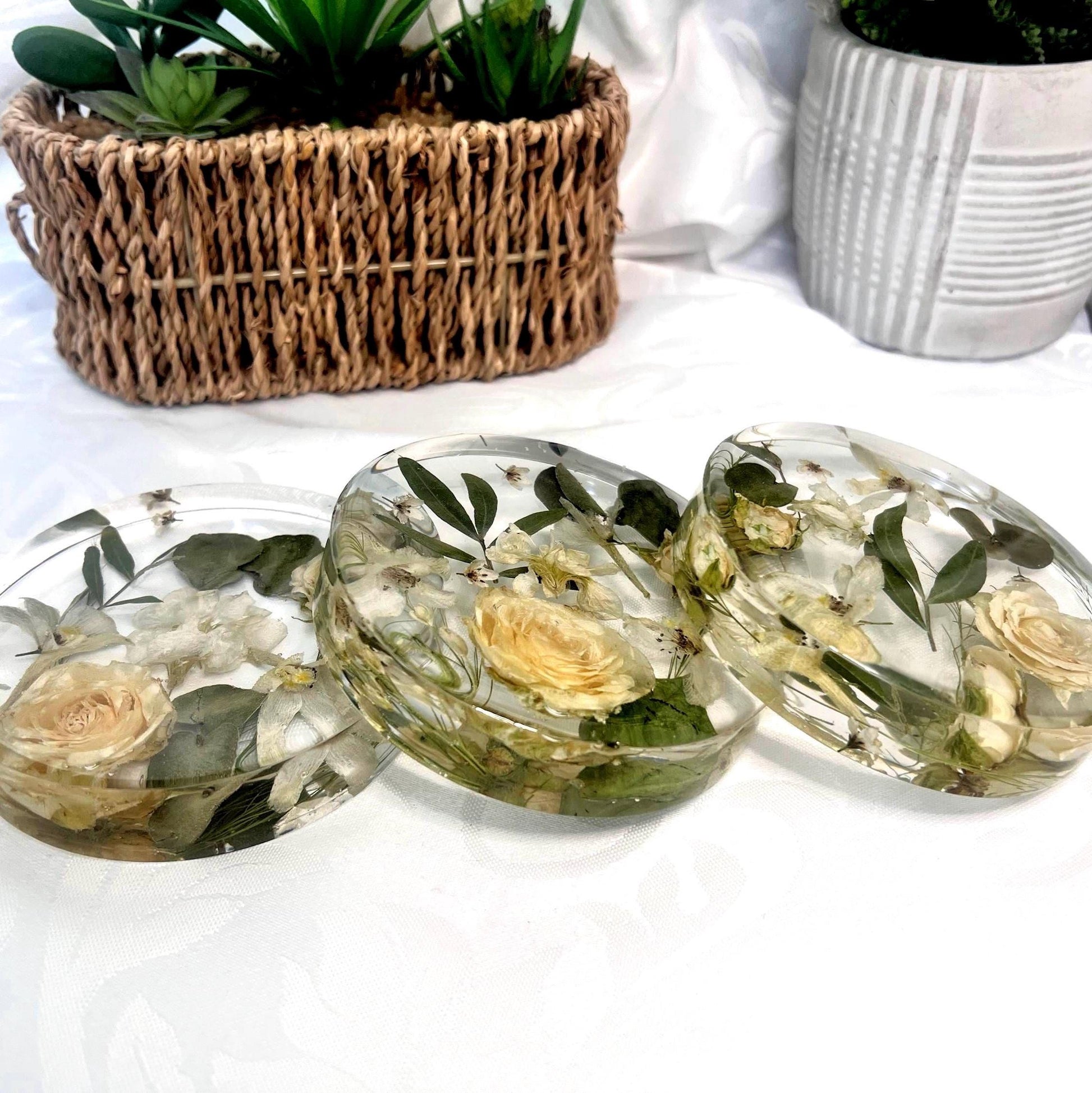 Custom Flower Preservation Coaster, Wedding Bouquet Keepsake