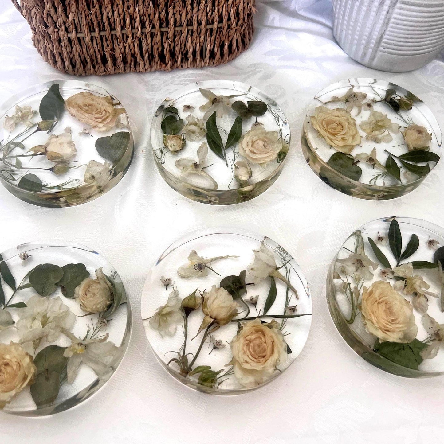 Custom Flower Preservation Coaster, Wedding Bouquet Keepsake