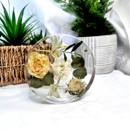 Custom Flower Preservation Coaster, Wedding Bouquet Keepsake