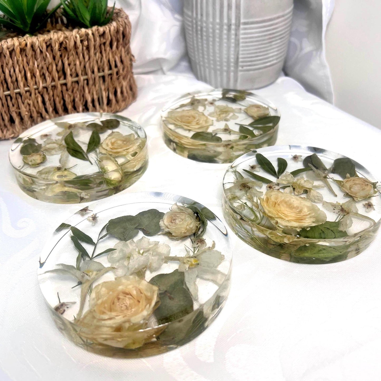 Custom Flower Preservation Coaster, Wedding Bouquet Keepsake
